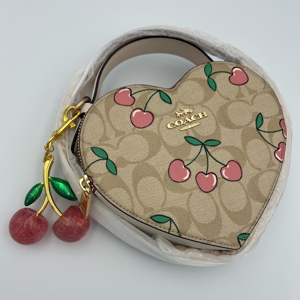Coach Heart Shape Crossbody With Heart Cherry Print - Picture 13 of 14